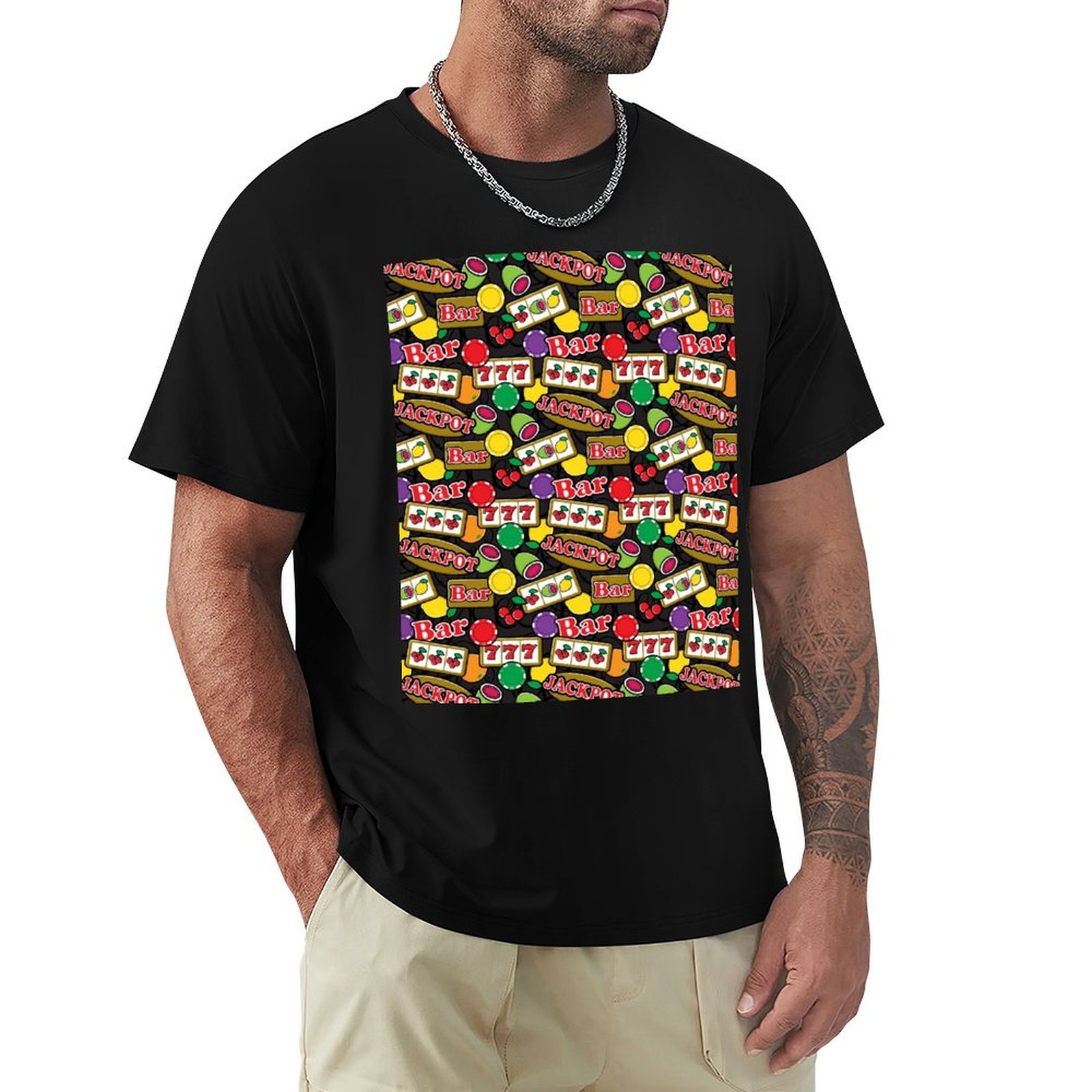 Fruit Slot Machine - Camiseta Casual Ligera de Manga Corta