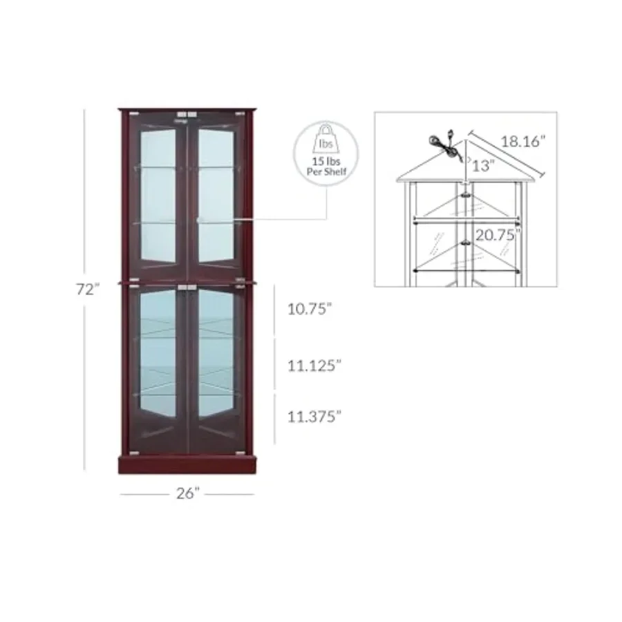 Vitrina de esquina con ilumina - Glass Cabinet Display reseña y precio