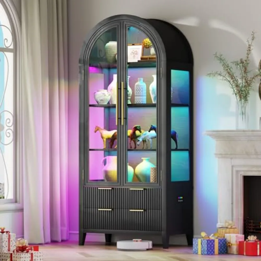 Vitrina arqueada con puertas d - Glass Cabinet Display reseña y precio