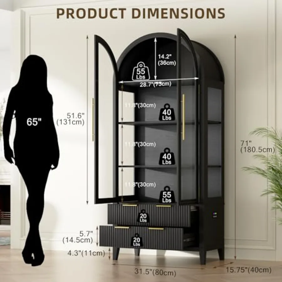 Vitrina arqueada con puertas d - Glass Cabinet Display reseña y precio