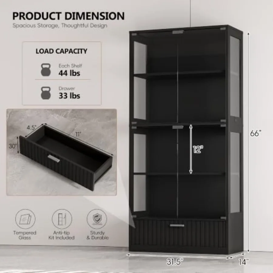 Vitrina con puertas de cristal - Glass Cabinet Display reseña y precio